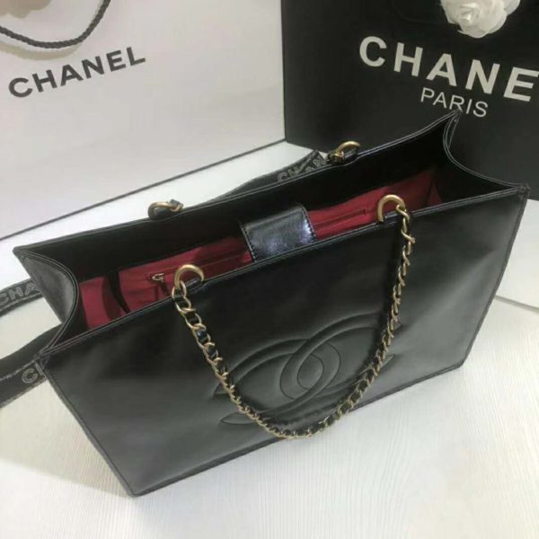 Chanel Women Shopping Bag Shiny Aged Calfskin & Gold-Tone Metal (7)