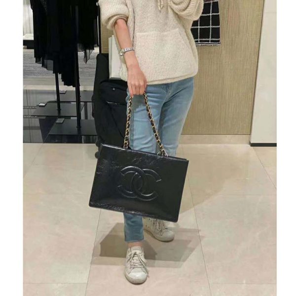 Chanel Women Shopping Bag Shiny Aged Calfskin & Gold-Tone Metal1