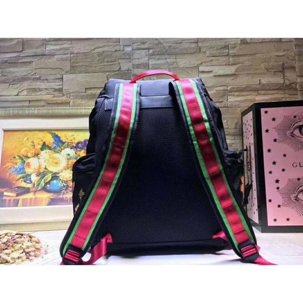 Gucci GG Unisex Backpack with Embroidery Black Techno Canvas (4)