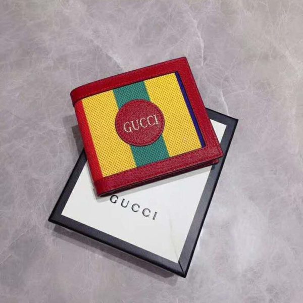 Gucci GG Unisex Baiadera Stripe Canvas Bi-Fold Wallet-Red (1)