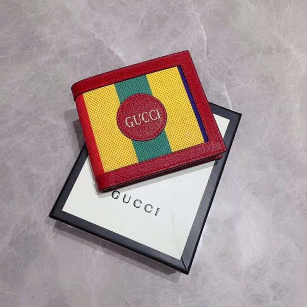 Gucci GG Unisex Baiadera Stripe Canvas Bi-Fold Wallet-Red (10)