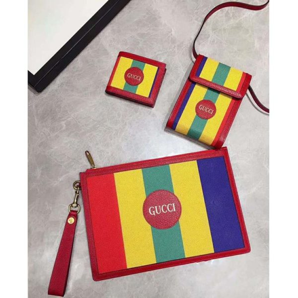 Gucci GG Unisex Baiadera Stripe Canvas Bi-Fold Wallet-Red (11)