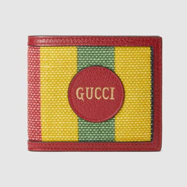 Gucci GG Unisex Baiadera Stripe Canvas Bi-Fold Wallet-Red