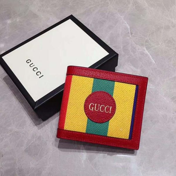 Gucci GG Unisex Baiadera Stripe Canvas Bi-Fold Wallet-Red (3)
