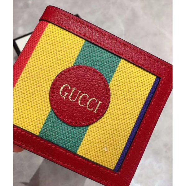 Gucci GG Unisex Baiadera Stripe Canvas Bi-Fold Wallet-Red (4)