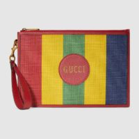 Gucci GG Unisex Baiadera Stripe Canvas Pouch Gucci Script Logo