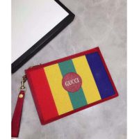 Gucci GG Unisex Baiadera Stripe Canvas Pouch Gucci Script Logo