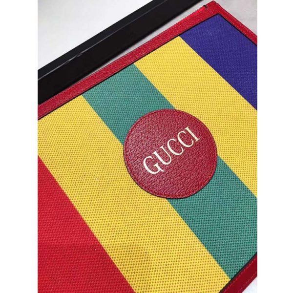 Gucci GG Unisex Baiadera Stripe Canvas Pouch Gucci Script Logo (3)