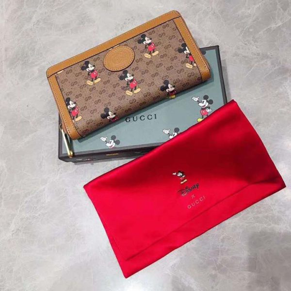 Gucci GG Unisex Disney x Gucci Zip Around WalletBrown LULUX