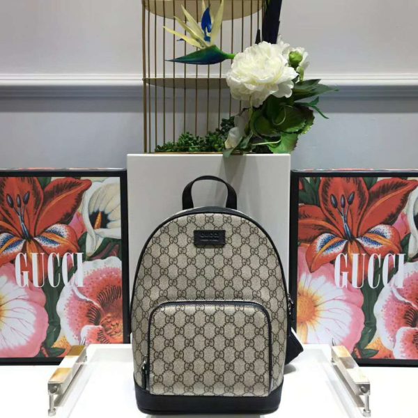 Gucci GG Unisex Eden Small Backpack BeigeEbony GG Supreme Canvas (3)