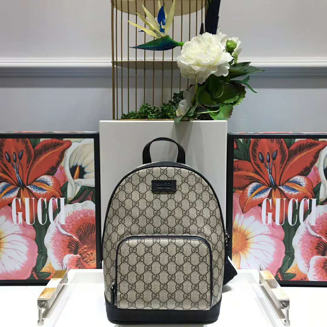 Gucci GG Unisex Eden Small Backpack Beige/Ebony GG Supreme Canvas