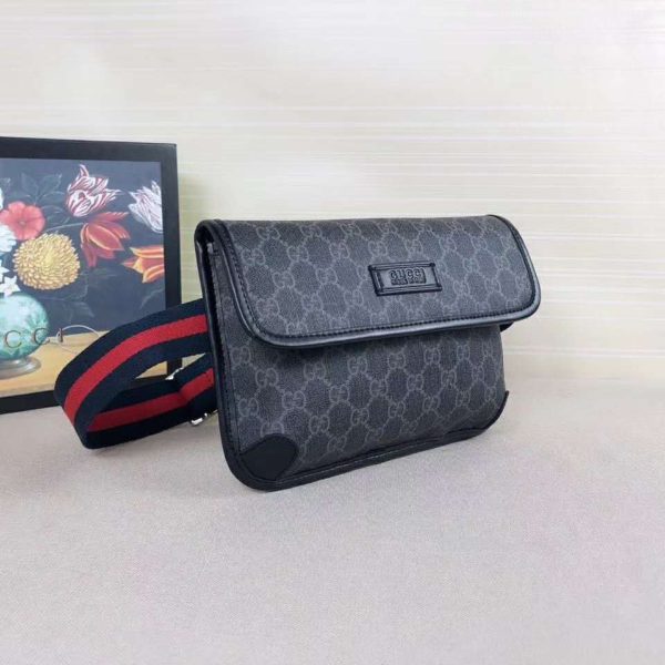 Gucci GG Unisex GG Black Belt Bag GG Supreme Canvas (5)