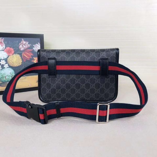 Gucci GG Unisex GG Black Belt Bag GG Supreme Canvas (6)