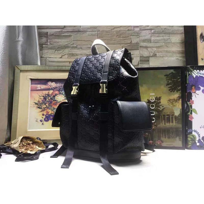 Gucci GG Embossed Backpack Medium Black