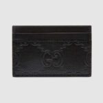 Gucci GG Unisex GG Embossed Card Case Black GG Embossed Leather