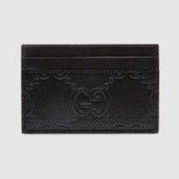 Gucci GG Unisex GG Embossed Card Case Black GG Embossed Leather