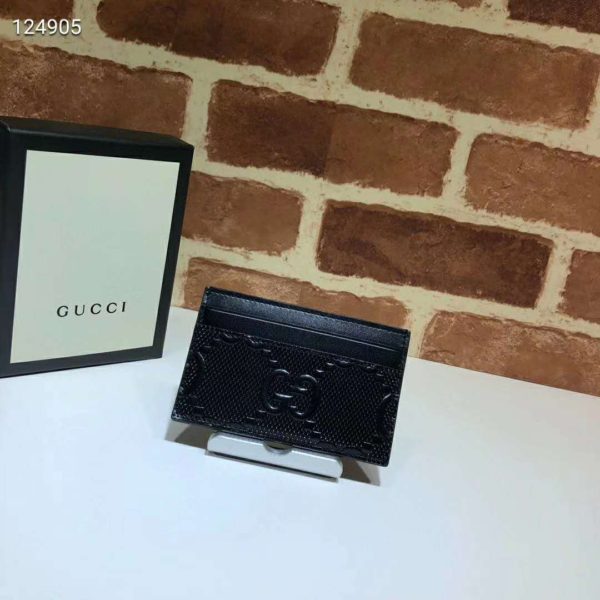 Gucci GG Unisex GG Embossed Card Case Black GG Embossed Leather (3)