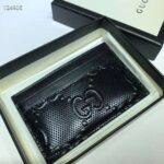 Gucci GG Unisex GG Embossed Card Case Black GG Embossed Leather – Bild 2