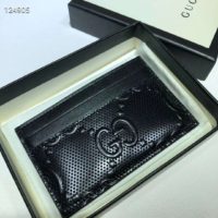 Gucci GG Unisex GG Embossed Card Case Black GG Embossed Leather