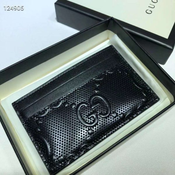 Gucci GG Unisex GG Embossed Card Case Black GG Embossed Leather (4)
