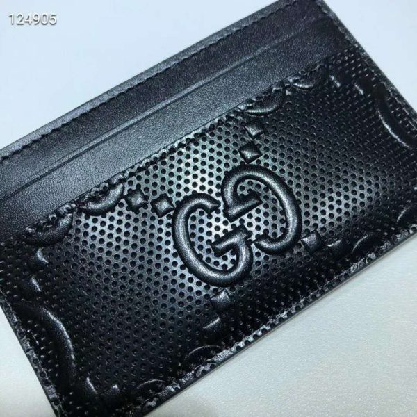 Gucci GG Unisex GG Embossed Card Case Black GG Embossed Leather (5)