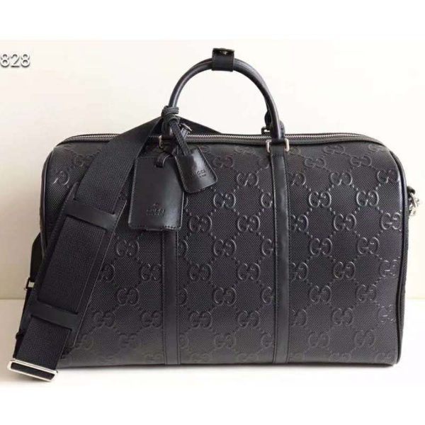 Gucci GG Unisex GG Embossed Duffle Bag Black Embossed Leather (1)
