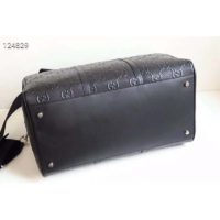 Gucci GG Unisex GG Embossed Duffle Bag Black Embossed Leather