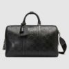 Gucci GG Unisex GG Embossed Duffle Bag Black Embossed Leather