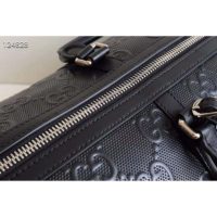 Gucci GG Unisex GG Embossed Duffle Bag Black Embossed Leather