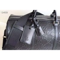 Gucci GG Unisex GG Embossed Duffle Bag Black Embossed Leather