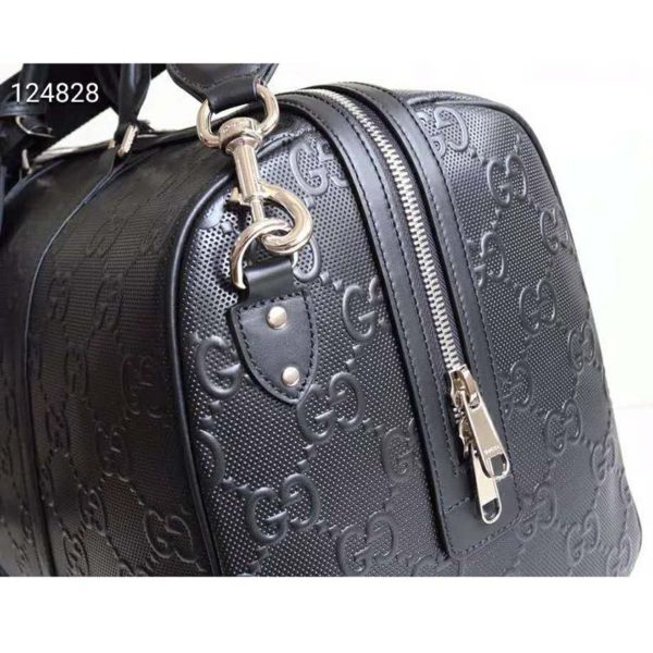 gucci men's gg embossed leather duffle bolsa