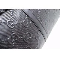 Gucci GG Unisex GG Embossed Duffle Bag Black Embossed Leather