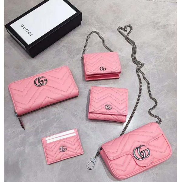 Gucci GG Unisex GG Marmont Card Case Wallet Matelassé Chevron (10)
