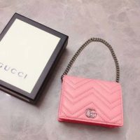 Gucci GG Unisex GG Marmont Card Case Wallet Matelassé Chevron