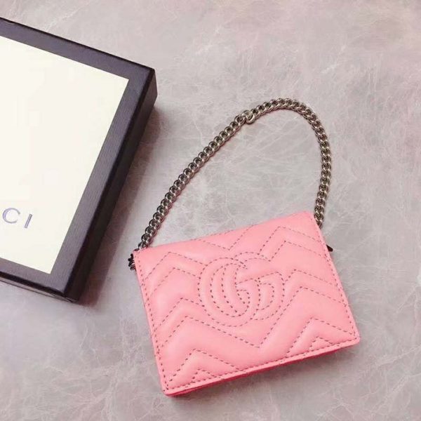 Gucci GG Unisex GG Marmont Card Case Wallet Matelassé Chevron (4)