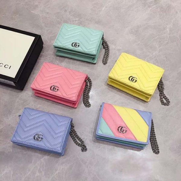 Gucci GG Unisex GG Marmont Card Case Wallet Matelassé Chevron (9)