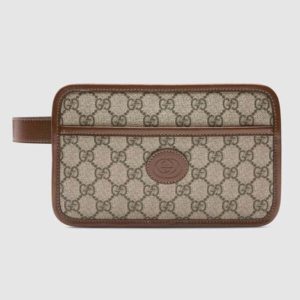 Gucci GG Unisex GG Travel Pouch with Interlocking G-Beige