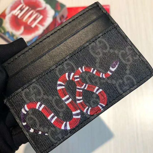 frustrerende jern spade Gucci GG Unisex Kingsnake Print GG Supreme Card Case-Black - LULUX