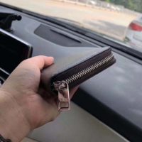 Gucci GG Unisex Leather Zip Around Wallet Black Metal GG