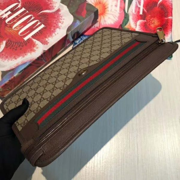Gucci GG Unisex Ophidia GG Pouch BeigeEbony GG Supreme Canvas (7)