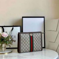 Gucci GG Unisex Ophidia Pouch BeigeEbony GG Supreme Canvas