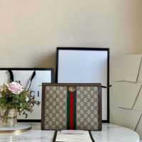 Gucci GG Unisex Ophidia Pouch BeigeEbony GG Supreme Canvas