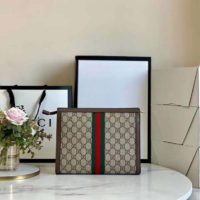 Gucci GG Unisex Ophidia Pouch BeigeEbony GG Supreme Canvas