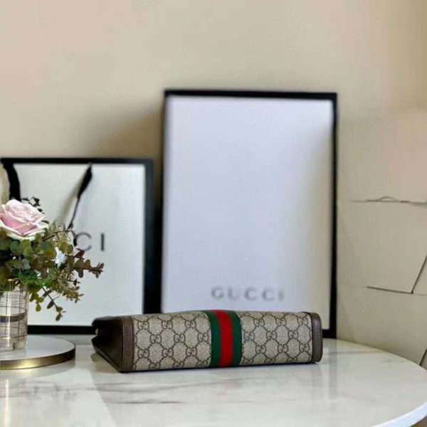 Gucci GG Unisex Ophidia Pouch BeigeEbony GG Supreme Canvas (4)