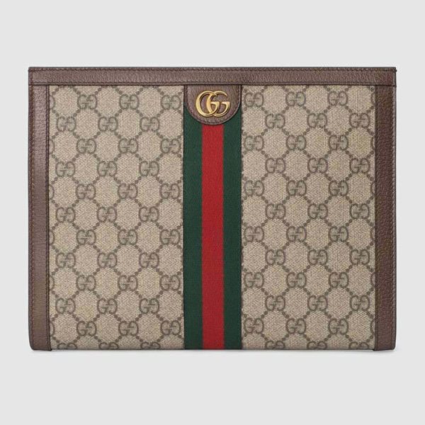 Gucci GG Unisex Ophidia Pouch BeigeEbony GG Supreme Canvas