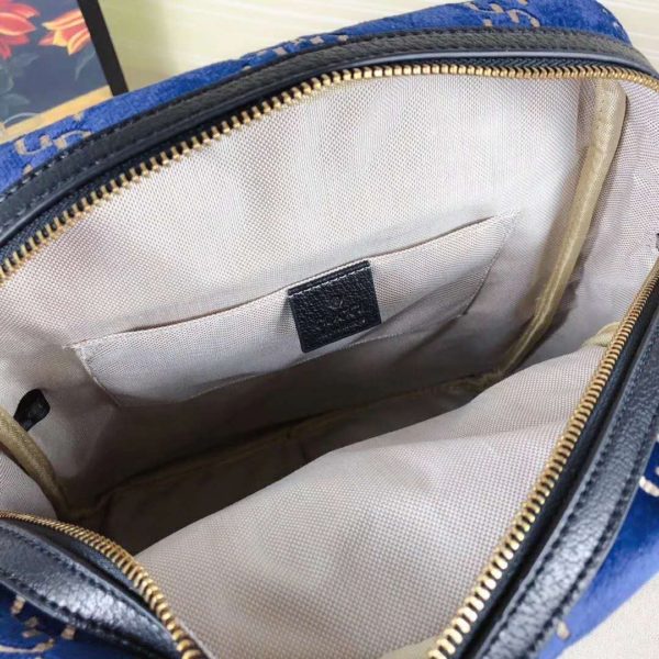 Gucci GG Unisex Small GG Velvet Backpack Blue Beige GG Velvet (10)
