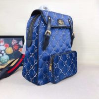 Gucci GG Unisex Small GG Velvet Backpack Blue Beige GG Velvet