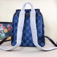 Gucci GG Unisex Small GG Velvet Backpack Blue Beige GG Velvet