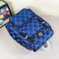 Gucci GG Unisex Small GG Velvet Backpack Blue Beige GG Velvet