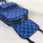 Gucci GG Unisex Small GG Velvet Backpack Blue Beige GG Velvet - Imagen 6